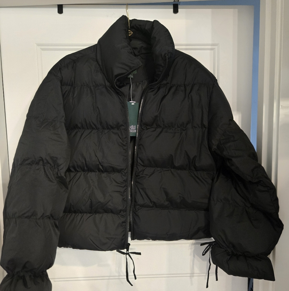 NWT. Wild Fable Womens Bow Black Puffer Jacket Size M - Picture 2 of 7